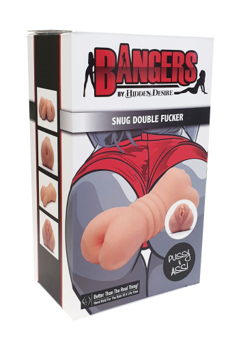 Bangers Snug Double Fucker - Мастурбатор вагина и попка, 18х7,6 см (телесный)