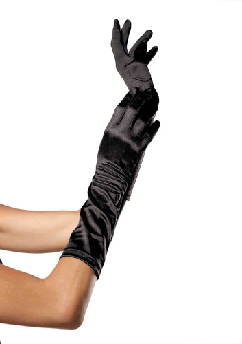 Leg Avenue Elbow Length Satin Elbow Gloves - атласные перчатки, S-L (черный)