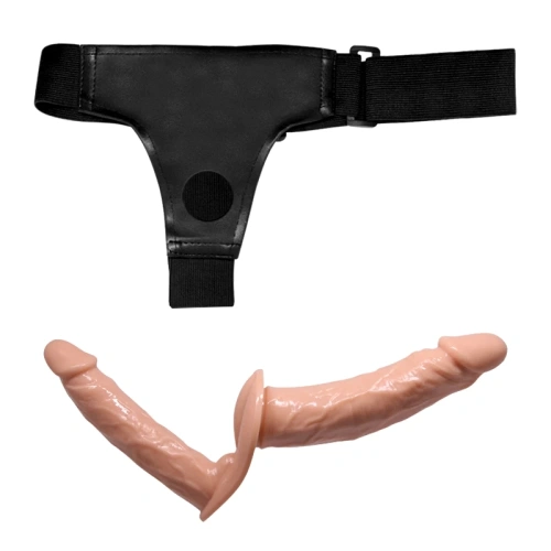 Ultra Female Passionate Double Harness - Подвійний страпон, 18х3.6 см (тілесний) - купити в Києві, Україні