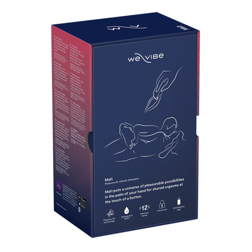 We-Vibe Melt + Лубрикант 50 мл - Вакуумный стимулятор для клитора с управлением через приложение на смартфоне, 12.6х2.4 см (синий)