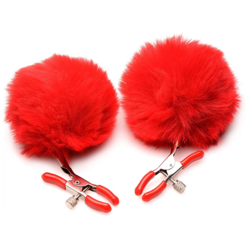 Charmed Pom Pom Nipple Clamps RED - Затискачі на соски (червоний) - купити в Києві, Україні