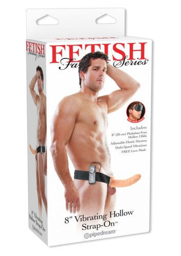 Fetish Fantasy Hollow Strap On 8 - Полый страпон с вибрацией, 19х4 см (телесный)
