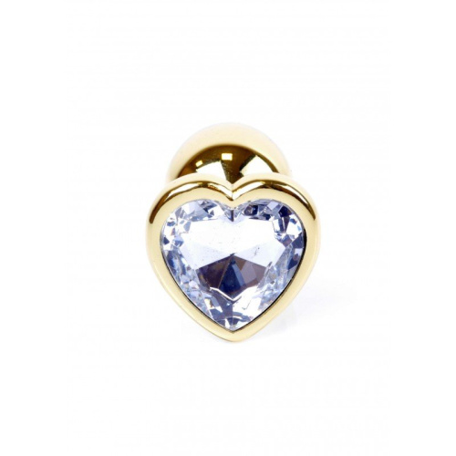 Boss Jewellery Gold Heart Plug Clear - Анальная пробка с кристаллом, 7х2,7 см (прозрачный)
