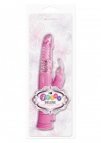 Ns Novelties 4Play Deluxe Slim Rabbit Vibe - вибромассажёр, 14х3.2 см (розовый)