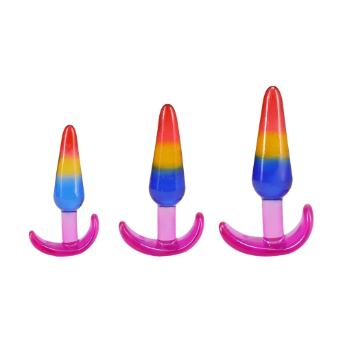 Набір анальних пробок Doc Johnson Crystal Jellies - Anal Trainer Set - Rainbow - купити в Україні | Секс шоп SEX-SHOP.ua