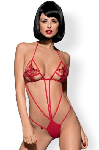 Эротическое боди Obsessive Luiza, S/M  (красный)