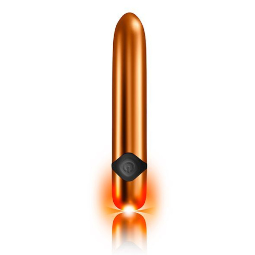 Rocks Off Havana Orange Gold - Мощный вибратор с цветной LED-подсветкой, 14.5х2.5 см