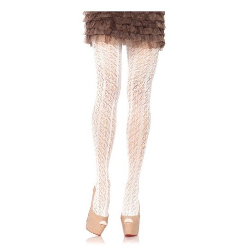 Leg Avenue Crochet Net Tights - Кружевные колготки, S-L (белые)