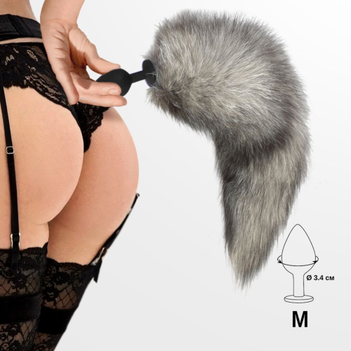 Силиконовая анальная пробка с хвостом Art of Sex Artctic fox, M