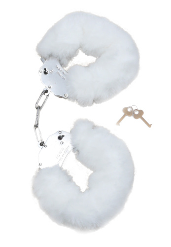 Fetish Boss Series Furry Cuffs - Наручники з хутром (білі) - купити в Києві, Україні