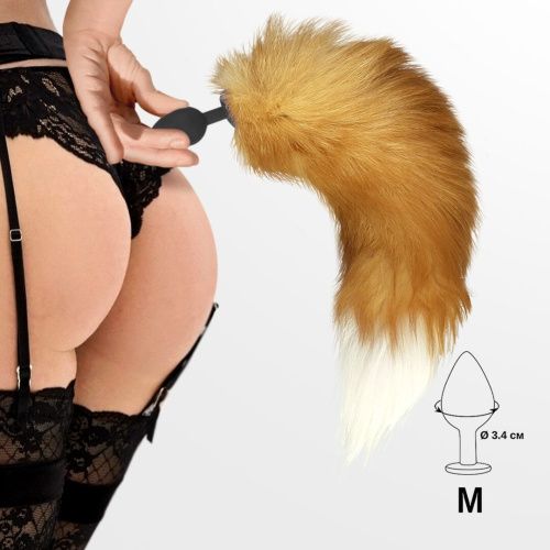 Силиконовая анальная пробка с хвостом Art of Sex Red Fox fox, M