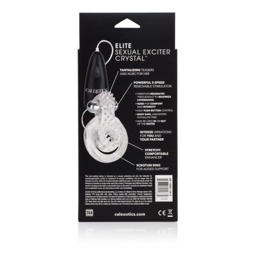 CalExotics Elite Sexual Exciter Crystal - двойное виброкольцо, 9х1.5 см (прозрачный)