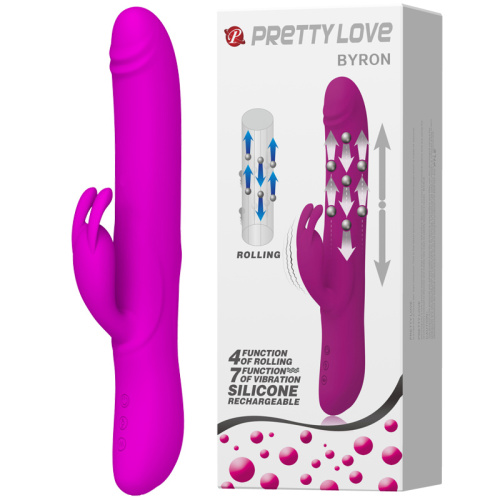 Pretty Love Byron Vibrator Purple - Вибратор-кролик с шариками внутри, 25х4 см (фиолетовый)