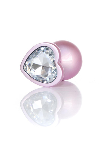 Анальная пробка с камнем B-Series Jewellery Pearl Pink Heart Plug, M