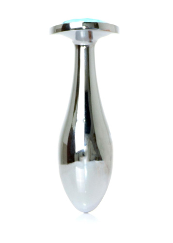 Анальная пробка с камнем B-Series Jewellery Silver Plug Light Blue, L