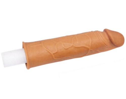 LoveToy Pleasure X-Tender Penis Sleeve Brown Add 1"- Насадка на пенис, +3 см (коричневый)