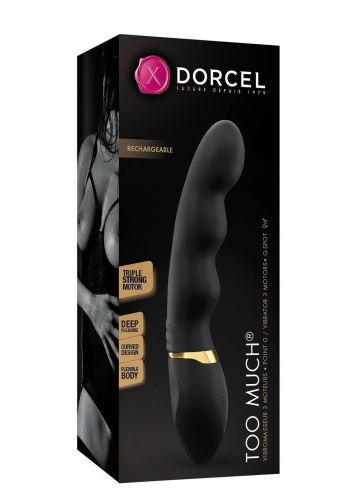 Dorcel Too Much Rechargeable Black гибкий и мощный вибратор с 3 моторами, 22х3.5 см (чёрный)