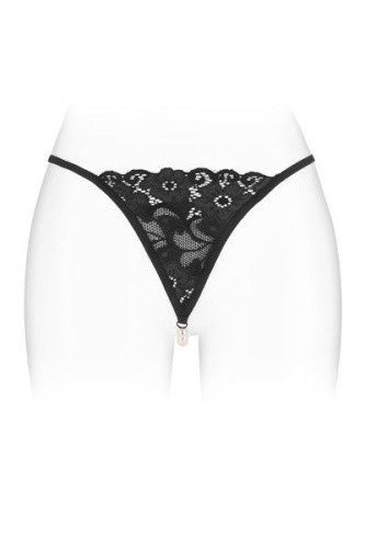 Fashion Secret Venusina Black - трусики-стринги с жемчужной ниткой, S-L (чёрные)