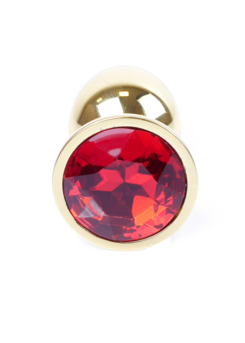 Boss Jewellery Gold Plug Red - Анальная пробка с красным кристаллом, 7х2.7 см (красный)