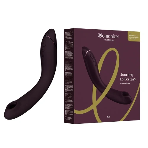 Womanizer OG + Лубрикант 50 мл - Вибратор для точки G c вакуумной стимуляцией, 17.6х3.9 см (баклажановый)