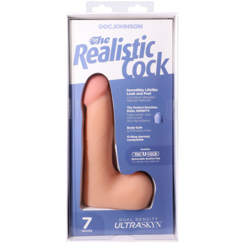 Фаллоимитатор Doc Johnson The Realistic Cock ULTRASKYN 7 Inch with Balls, 17,8 см