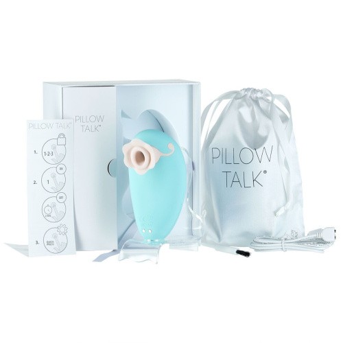 Pillow Talk - Dreamy - Роскошный вакуумный клиторальный стимулятор с кристаллом Swarovski, 19.8х3.8 см (голубой)