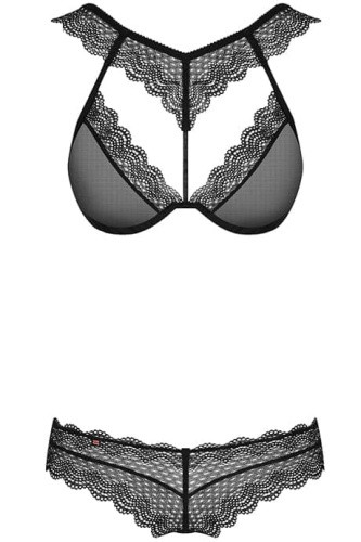 Obsessive 857-SET-1 set - эротический комплект с кружевом, S/M (чёрный)