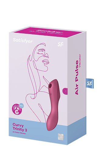 Satisfyer Curvy Trinity 3 - Вакуумный вибратор и стимулятор для точки G, 17.5х5.3 см (красный)