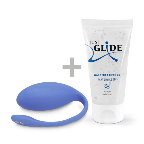 We-Vibe Jive Smart + Лубрикант 50 мл - мощное виброяйцо с управлением со смартфона, 9.2х3.6 см (голубой)