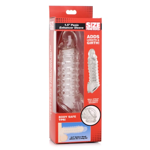 Size Matters 1.5" Inch Penis Enhancer Sleeve - Clear - Насадка на пенис, 17,7 см (прозрачный)