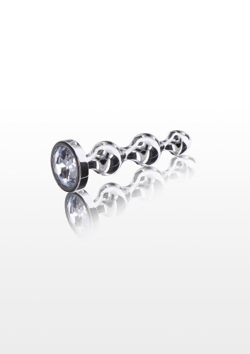 Toy Joy Small Diamond Star Beads - Пробка анальна з прозорим кристалом, 10.5х2.5 см (сріблястий) - купити в Києві, Україні