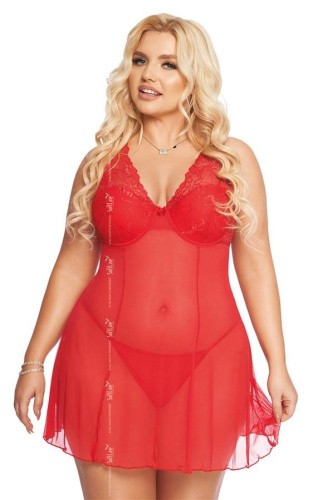 SoftLine Berta - сексуальный беби долл и стринги, XL (красный)