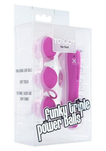 Вагинальные шарики с вибрацией Funky Triple Power Balls  (розовый)