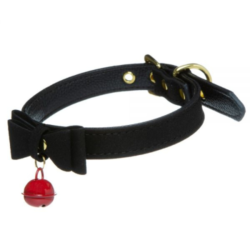 Loveshop Bow and Bell - Ошейник замшевый, 47 см (черный)