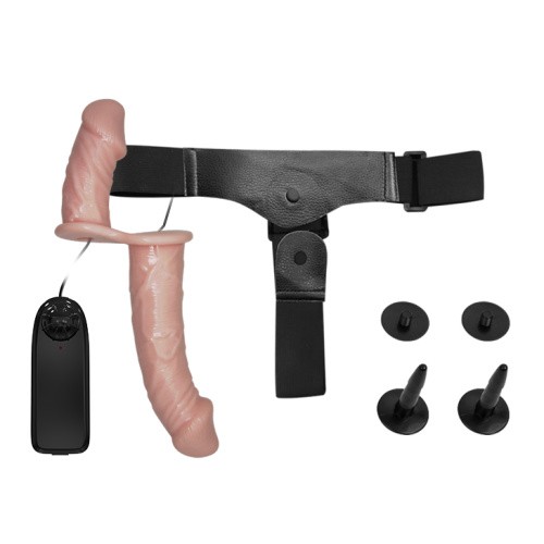 LyBaile - Ultra Passionate Harness Dual Vibration - Страпон с вибрацией, 17.5х4.5 см (телесный)