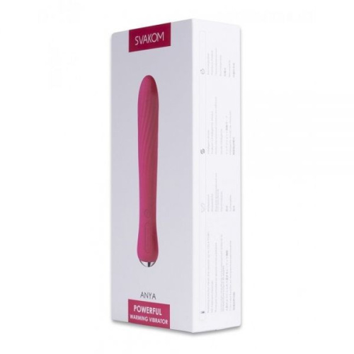 Svakom Anya Heating Vibrator - Ребристый вибромассажер, 19.5х3.3 см (розовый)