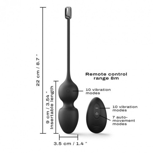 Dorcel Love Balls - Вагинальные шарики с вибрацией, 3.5 см (чёрные)