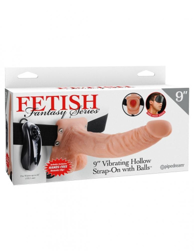 Fetish Fantasy Series 9 Vibrating Hollow - Порожнистий страпон з вібрацією, 22.9х4, 5 см (тілесний) - купити в Києві, Україні