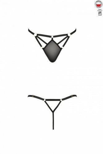 Passion Exclusive Meggy Thong - Стринги из стреп, S/M (чёрные)