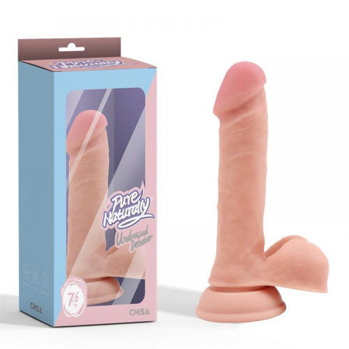 Pure Naturally Undressed Debater 7.6" - Фаллоимитатор на присоске, 18.5х3.7 см