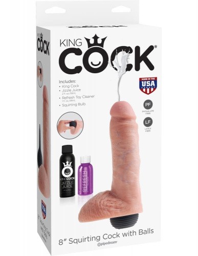 Фаллоимитатор с эякуляцией King Cock Squirting 8", 15,9х5 см