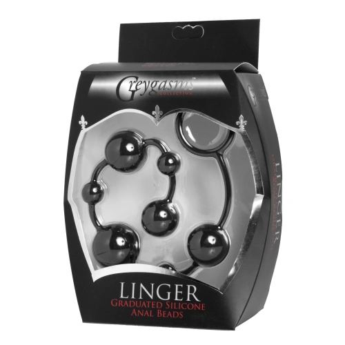 Linger Silicone Anal Beads - Анальная цепочка, 35,5 см (черный)