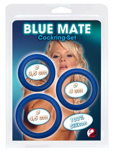 Blue Mate Cockring Set - Набір ерекційних кілець, 3 шт (синій) - купити в Києві, Україні