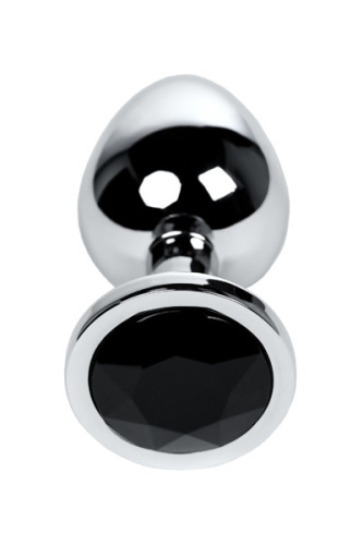 TOYFA Metal Silver anal plug - серебристая анальная пробка, 7.5х3.4 см (чёрный)