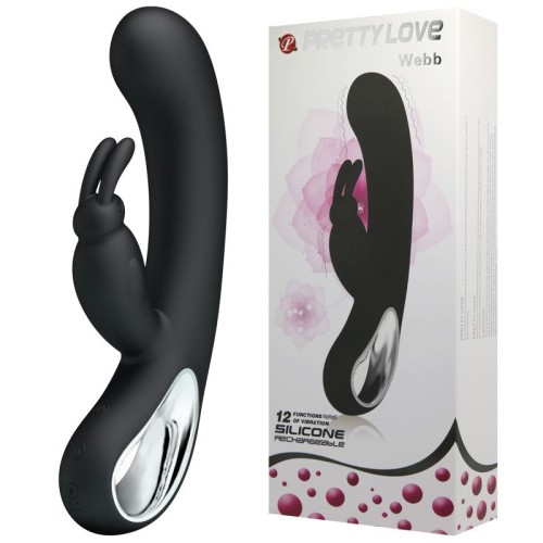  Pretty Love Webb Vibrator Black - Силиконовый вибратор-кролик, 21х3.5 см (черный)