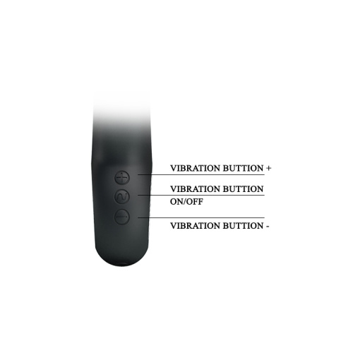 Pretty Love Selene Vibrator - Вібратор із реалістичною головкою та кліторальним стимулятором, 19х3.3 см (чорний) - купити в Києві, Україні