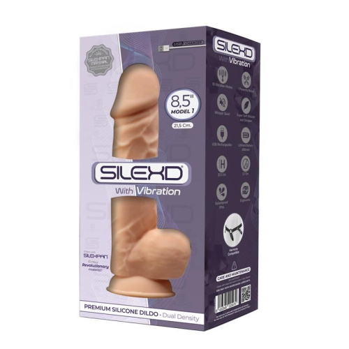 SilexD Norman Vibro Model 1 size 8,5in - Фаллоимитатор с вибрацией двухслойный, 21.5х5 см., (телесный)