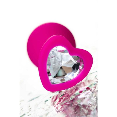 Toyfa ToDo By Diamond Heart - Силиконовая анальная пробка с камнем, 8х3 см (розовая)