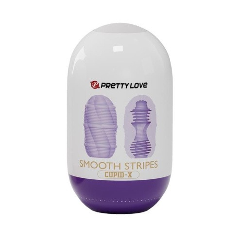 Pretty Love Smooth Stripes Cupid-X - Мастурбатор-яйцо с чувственным рельефом, 10х5.6 см (фиолетовый)