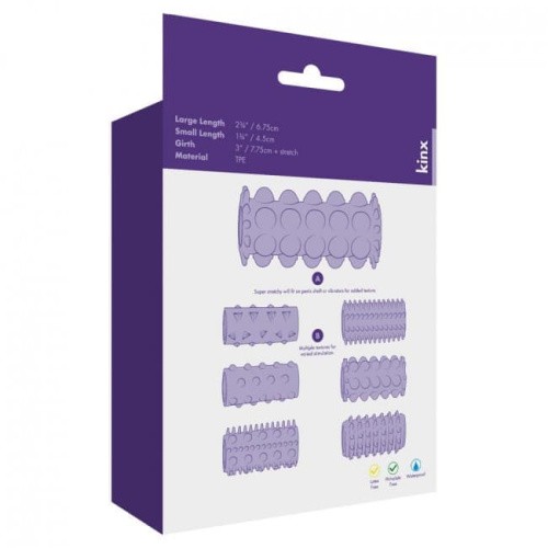 Kinx Sensual Seven Textured Sleeves Transparent Small - Набор насадок с разными текстурами, 7 шт (прозрачный)